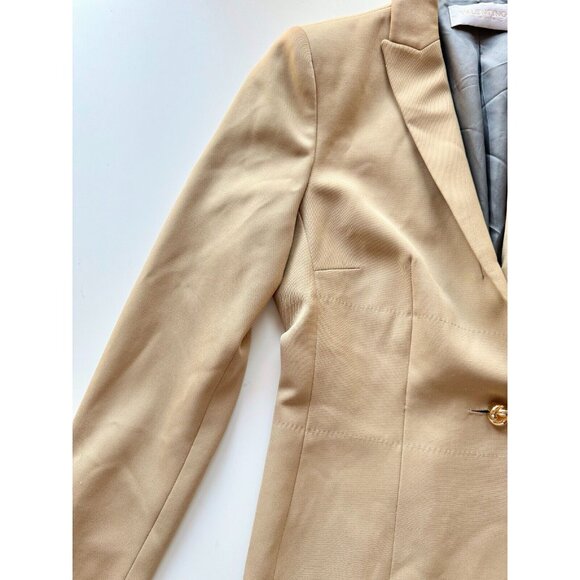 Vintage 90's VALENTINO ROMA Tan Gabardine Twill Slim Fit Blazer, Size 42/8 - Picture 7 of 15